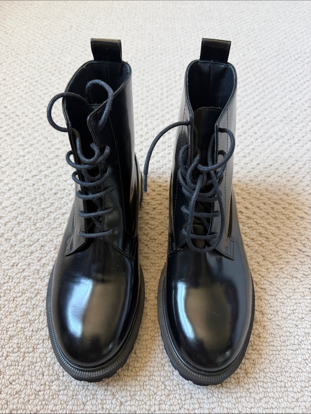 & Other Stories Classic Black Patent Lace-Up Combat Boots